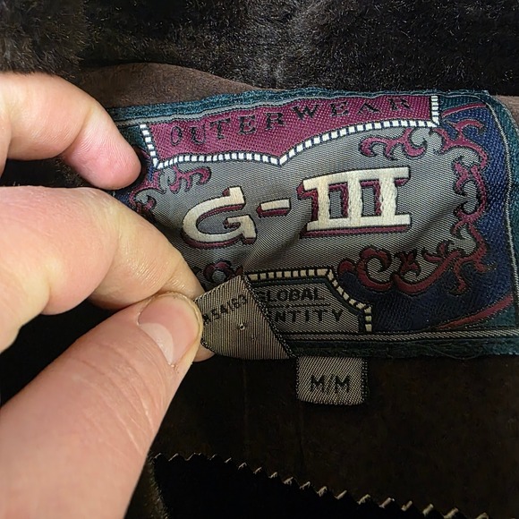 Womens G-III Real Suede Leather Coat Long Brown Faux Shearling Western Ranch M - Picture 5 of 15